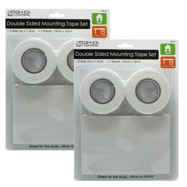 2PCS Double Sided Mounting Tape Adhesive Set Great For Home School Adhesive