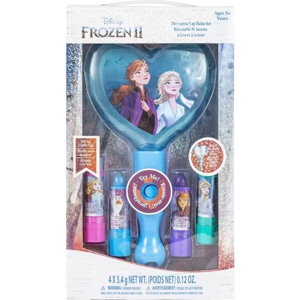 Frozen 2 Kids/Childrens Cosmetics Facial Care Lip Balm Set w/Light Up Mirror 5+