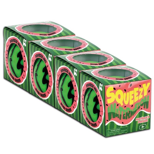 4x Fumfings 9cm Squeezy Bead Watermelon Fruit Kids Squishy Fun Play Toy 3y+