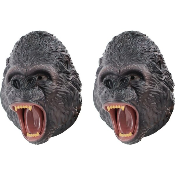 2x Fumfings 12cm Silicone Gorilla Head Animal Hand Puppet Glove Kids Fun Toy