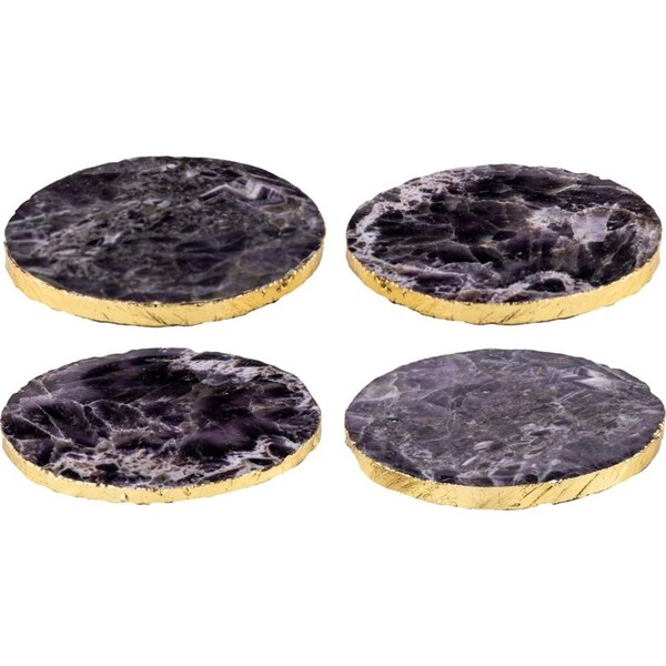 4PK Allira 10cm Agate Drink Coaster Set Tableware Mat Table Protector Amethyst