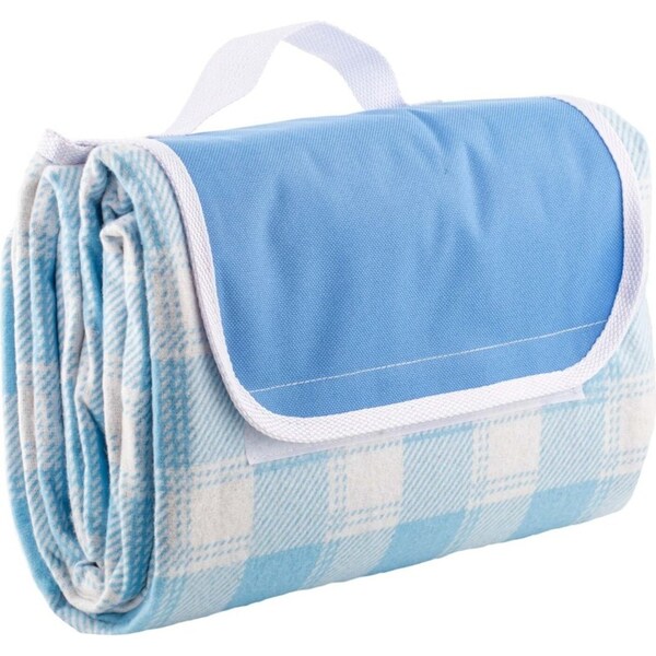 Delilah Gingham 150cm Foldable Picnic Blanket Outdoor Mat w/ Carry Handle Blue