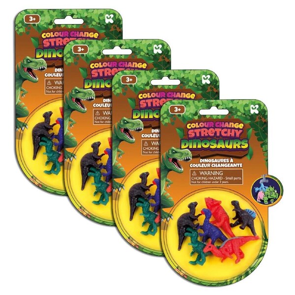 4x Fumfings Colour Change Stretchy Dinosaurs Animal Kids Sensory Fun Toy 3y+