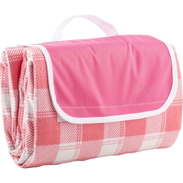 Delilah Gingham 150cm Foldable Picnic Blanket Outdoor Mat w/ Carry Handle Pink