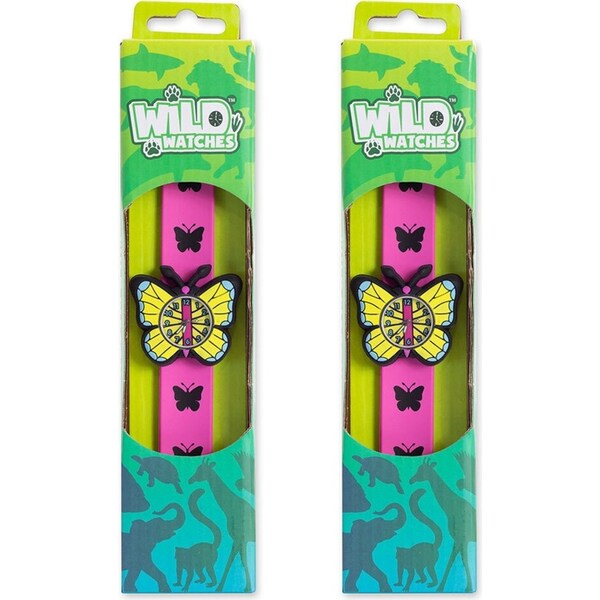 2x Wild Watches 7039 Analogue 25cm Butterfly Wrist Watch Kids Jewelry Toy 3y+