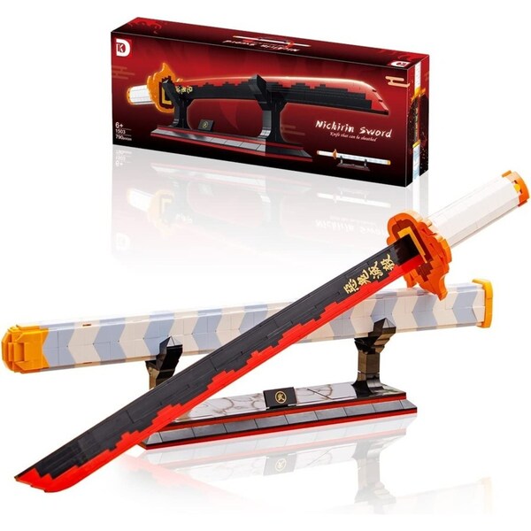 790Pcs Demon Slayer Swords Splicing Building Block Model Blocks Toys Cosplay Anime Katana Samurai Nichirin Sword Set with Scabbard and Stand