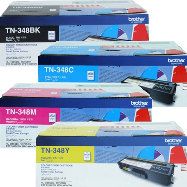 Brother TN348 Set Toner Ink Cartridge High Yield Black/Cyan/Magenta/Yellow Genuine Original TN-348