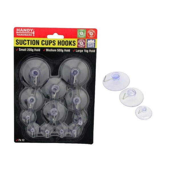 12Pcs Heavy Duty Suction Cups Hooks 500m 35mm 20mm