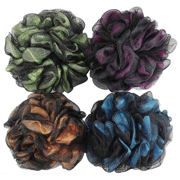 3PC Loofah Brush Shower Ball Bath Sponge Body Scrubber Exfoliating Cleaning Mesh