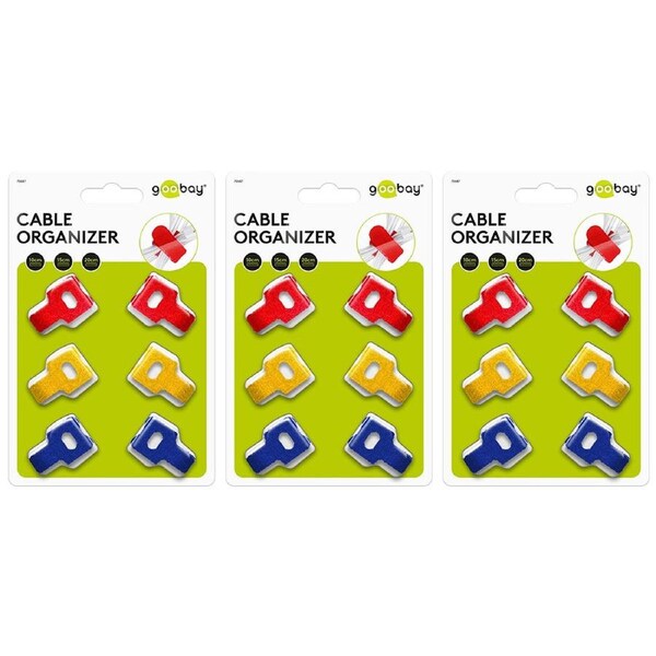 18x Goobay Hook & Loop Fastener Cable Management Organiser Set Cord/Wire Ties