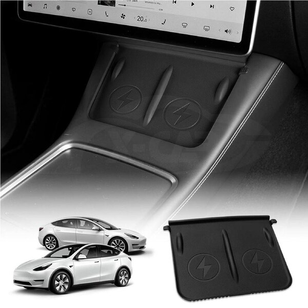Tesla Model 3 2020-2023 and Model Y 2021-2025 Center Console Wireless Charger TPE Mat Anti-Slip Protective Pad Accessories