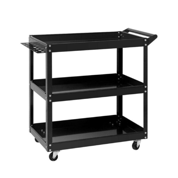 3-Tier Tool Cart Trolley Toolbox Workshop Garage Storage Organizer Black