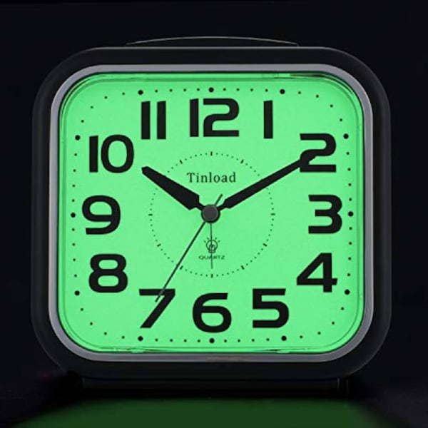 Tinload 5.5" Night Light Analog Alarm Clock Silent Non Ticking, Gentle Wake, Beep Sounds, Increasing Volume, Battery Operated Snooze and Manual Light, Easy Set (Best for Elder)