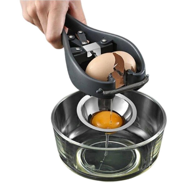 Stainless Steel Egg Separator, Egg Cracker Tool for Raw Egg - Easy Eggshell Cutter Creative Kitchen Gadget Tool