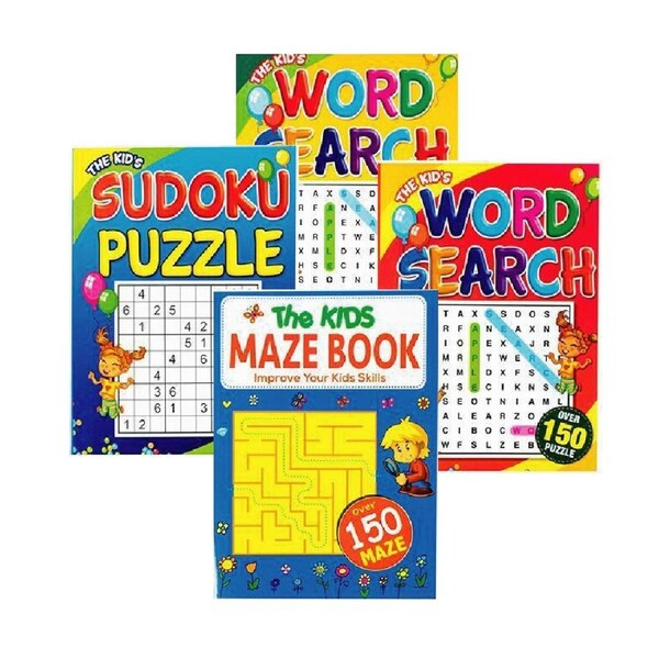 4PCS Activity Books Children Puzzles Word Search Fun Learning Clever Value Pack