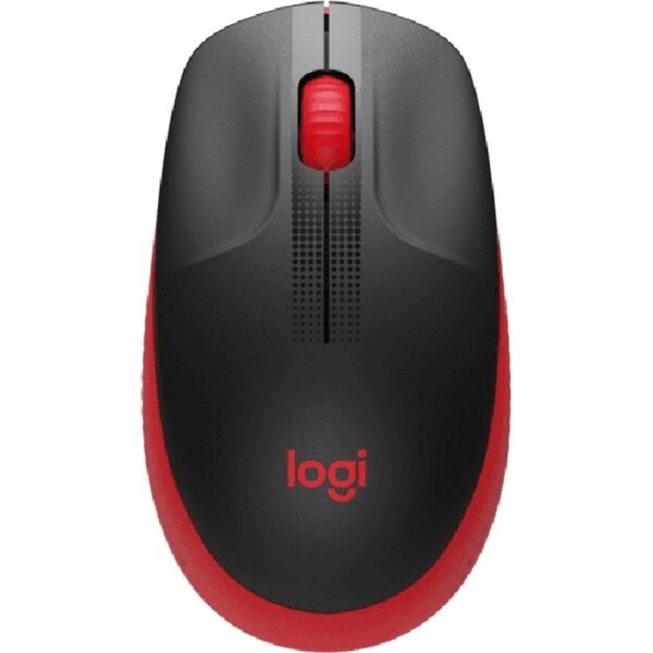 Logitech M190 Wireless Full Size Mouse Charcoal Black Red