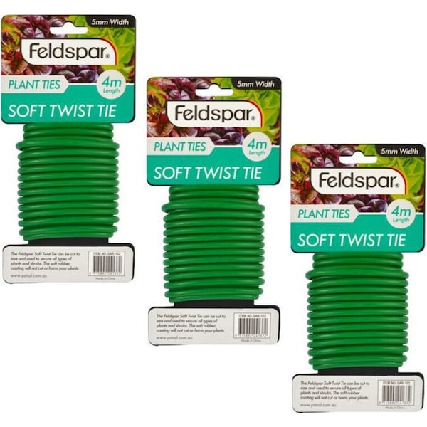 Ozoffer 3Pcs Reusable Durable Strong 4M Garden Soft Green Wire Twist Tie Plant Support