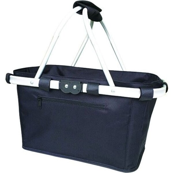 Sachi 49x27cm Collapsible Two-Handle Shopping/Picnic Carry Basket Bag Black