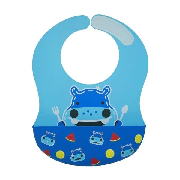 Marcus & Marcus Wide BPA Free Silicone Bib Food Catcher Baby/Toddler 6m+ Blue