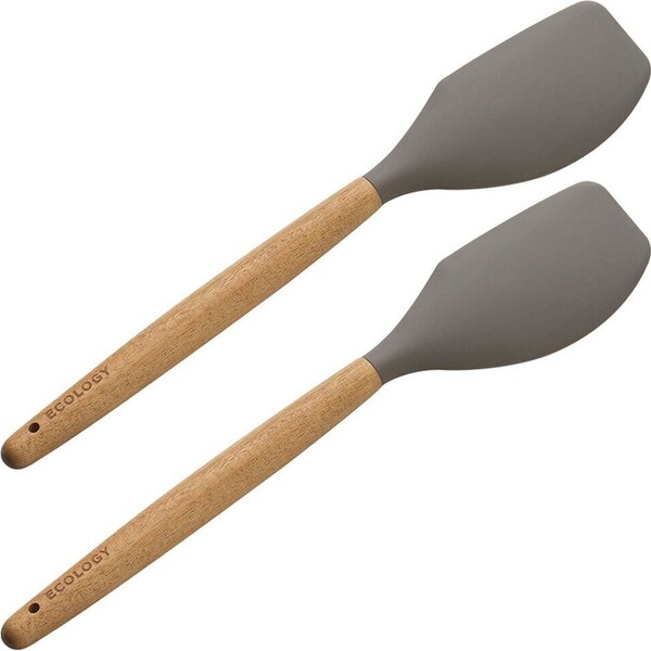 2pc Ecology Provisions 31.5cm Acacia Silicone Spatula Cooking/Baking Utensil GRY