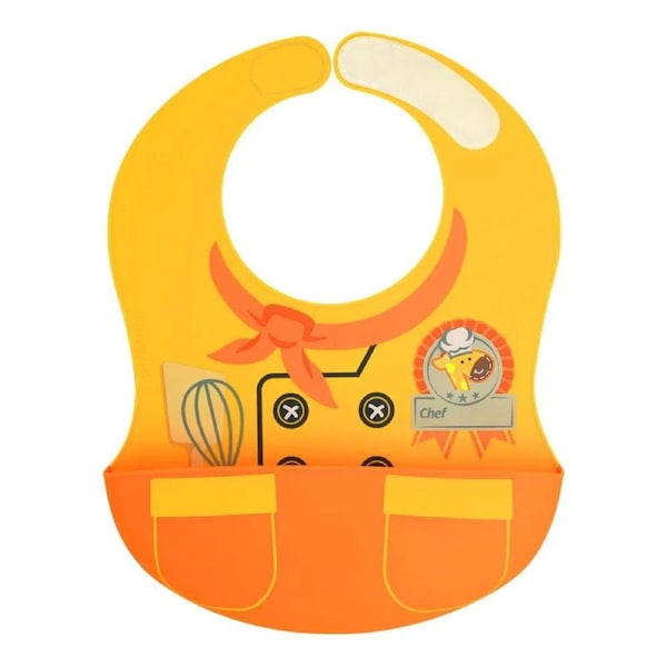 Marcus & Marcus Little Chef Wide Bib Food Catcher Baby/Toddler 6m+ Loal Orange