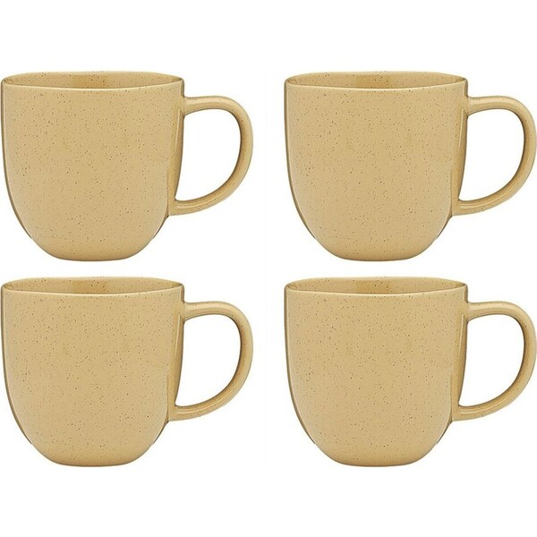 4pc Ecology Dwell Stoneware 340ml Coffee Mug Water Drinking Cup w/ Handle Butter