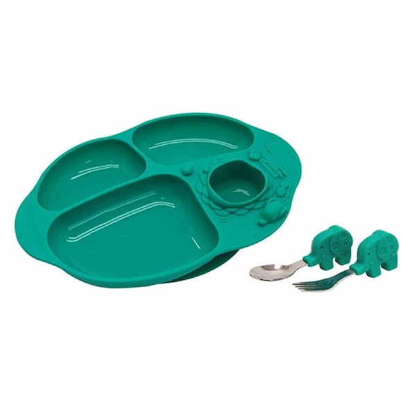 Marcus & Marcus Toddler Yummy Dining Plate/Spoon/Fork Set BPA Free 18m+ Green