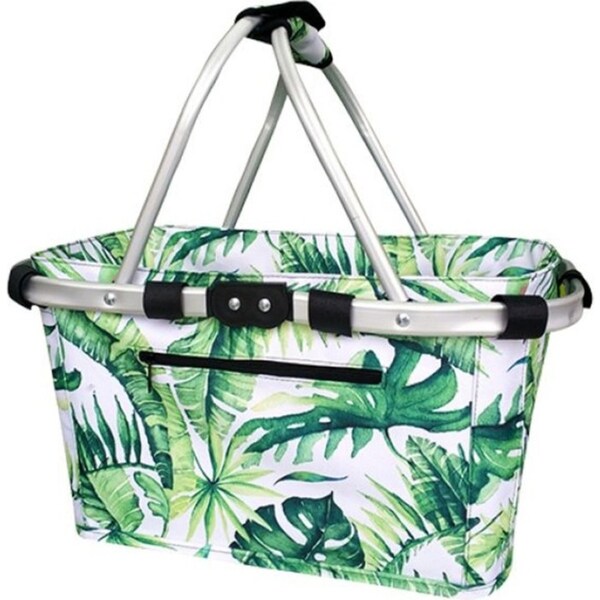 Sachi 49x27cm Collapsible Two-Handle Shopping/Picnic Carry Basket Jungle Leaf