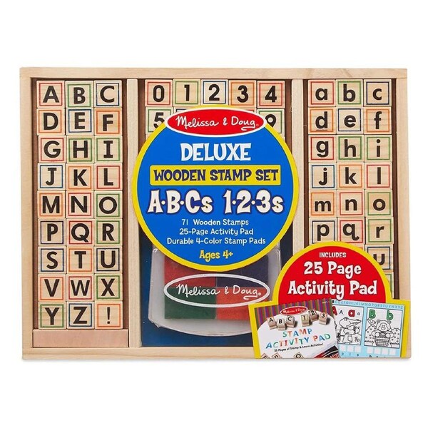 Melissa and Doug - Deluxe Wooden Stamp Set - ABC - 123