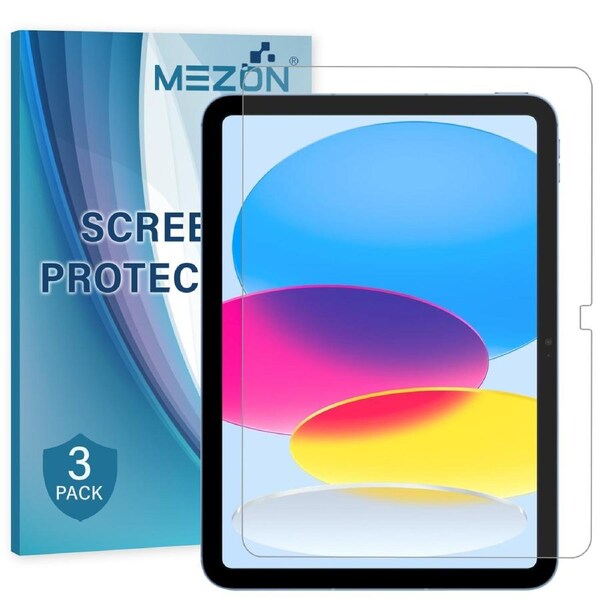 [3 Pack] Apple iPad 10.9" 2022 (10th gen) Ultra Clear Film Screen Protector by MEZON – Case and Pencil Friendly (iPad 10.9", Clear)