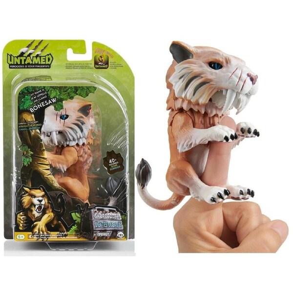 WowWee Fingerlings Untamed Tiger - Sabretooth Bonesaw - Interactive Toy Pet