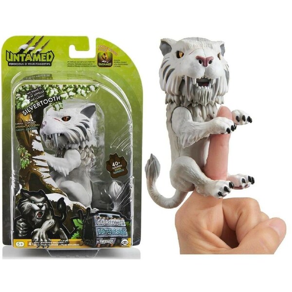 WowWee Fingerlings Untamed Tiger - Sabretooth Silvertooth - Interactive Toy Pet