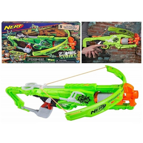 Nerf Zombie Strike Outbreaker Bow - Blaster with 5 Darts