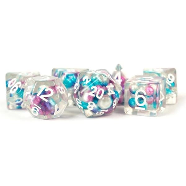 MDG Resin Pearl Polyhedral Dice Set 16mm - Gradient Purple/Teal/White