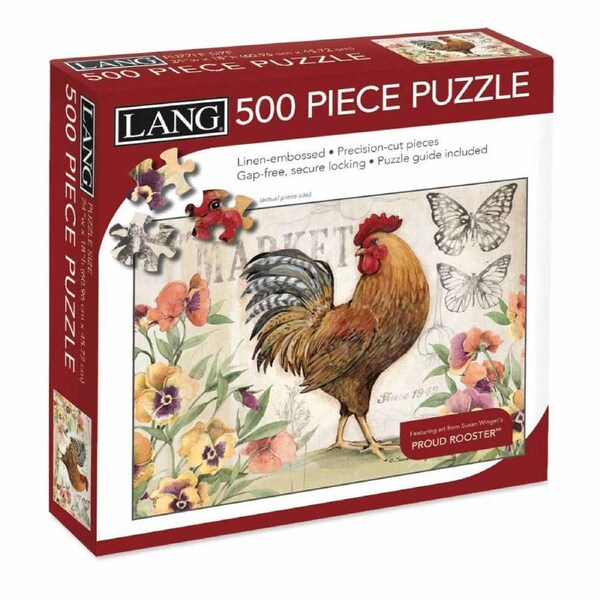 Lang Jigsaw Puzzle 500 Piece Proud Rooster Linen Embossed