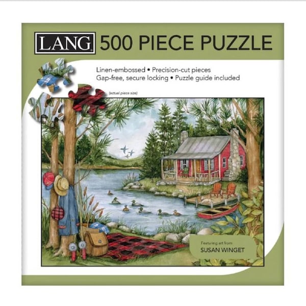 Lang Jigsaw Puzzle 500 Piece Picnic By The Lake Linen Embossed