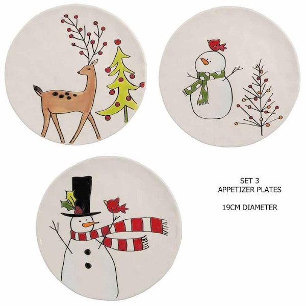 Lang Kitchen Dining Winter Whimsy Set of 3 Serving Appetizer Plates