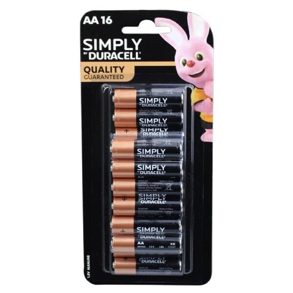Duracell AA Simply Batteries 1.5 Volts Alkaline Battery - 1 Pack of 16
