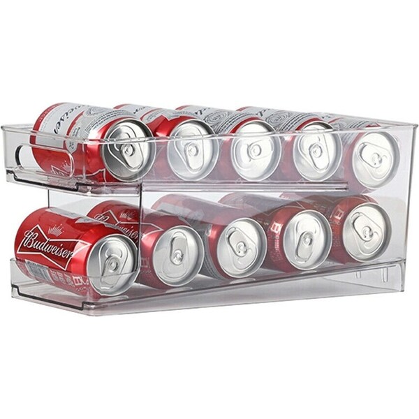 Home Kitchen Refrigerator Can Holder Stackable Beverage Organizer - 2 Tier