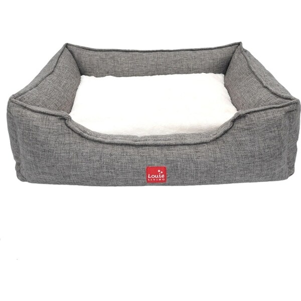 Louie Living Rectangle Pet/Dog Lounger Sleeping Comfy Raised Bed Small Grey