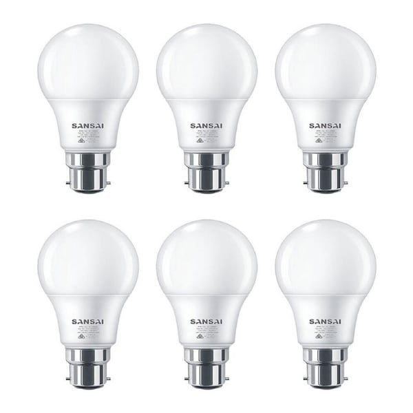 6x Sansai Home/Office LED 1050lm Light Bulb A60 12W B22 Bayonet Cool White 6500K