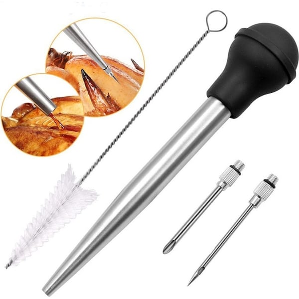 Turkey Baster Syringe With Needles And Cleaning Brush For Cooking