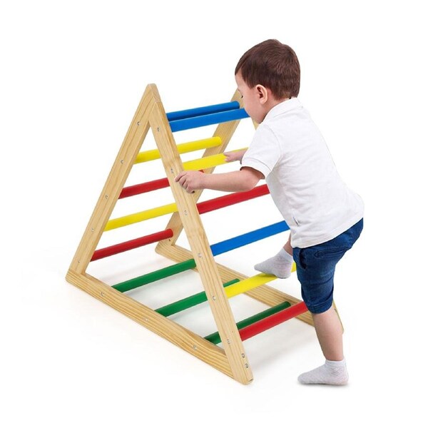 Costway Climb Playset Wood Triangle Climber Toy Climbing Frame w/Ladder Indoor Gym Home Daycare Gifts