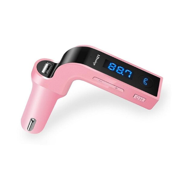 Hands-free Bluetooth FM Transmitter Car Kit-Pink