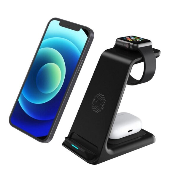 3 in 1 Wireless Charger 15W Desktop Vertical Phone Holder