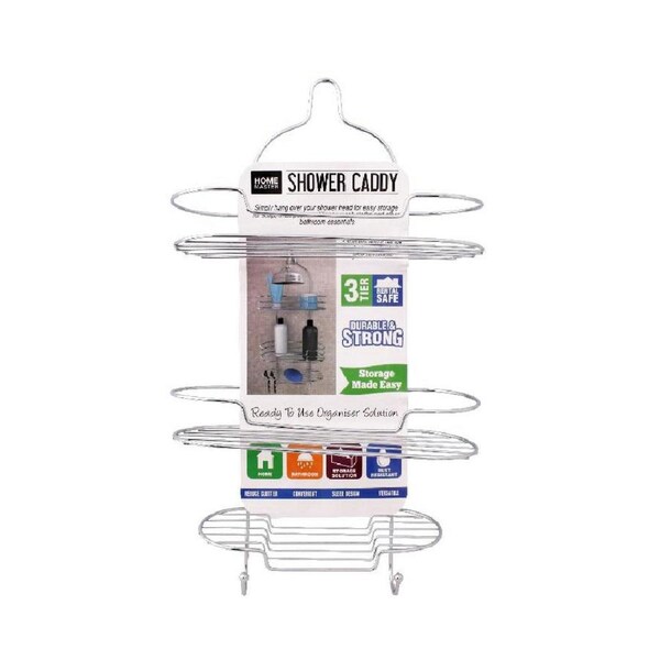 3 Tiers Shower Caddy Metal Telescopic Hanging Wall Over The Door