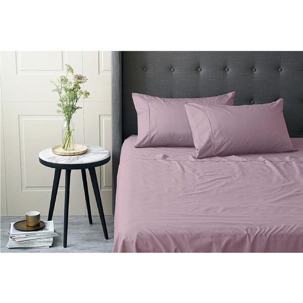 Tontine King Bed 1200TC Cotton Rich Linen Fitted Sheet Set w/ Pillowcases Mauve