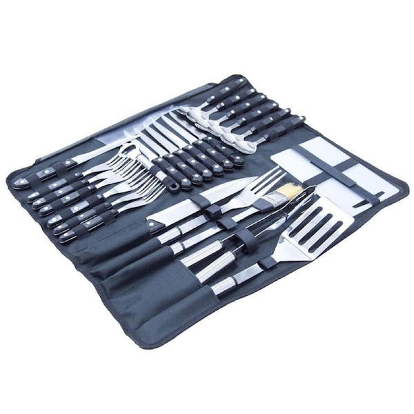 26pc Wildtrak Stainless Steel Utensil/Cutlery & BBQ Set w/ Foldable Carry Bag