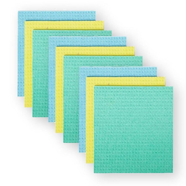 9pc Full Circle Squeeze 18x20cm Cellulose Sponge Reusable Cleaning Dish Cloths