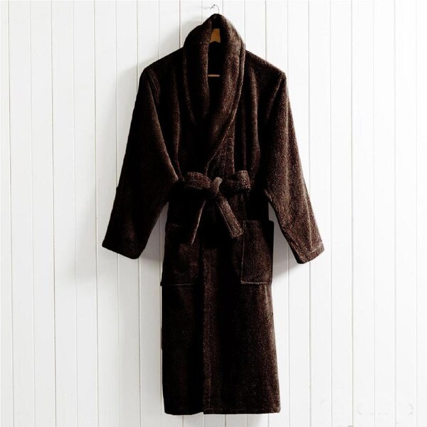 Coral Fleece Soft Bath Robe Chocolate S/M (size 6-10)
